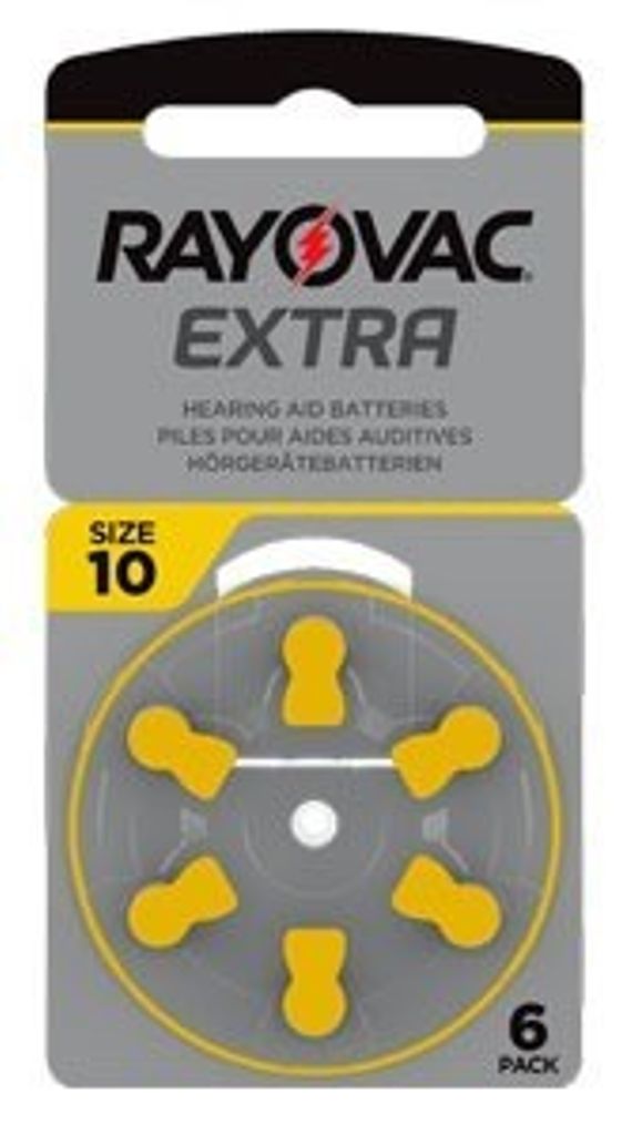Høreapparatbatteri Rayovac EXTRA 10, 6stk/pk. i gruppen Batterier / Høreapparatbatterier hos Batteriexperten.com (4501-1)