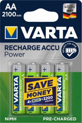 AA Varta 4-pack 2100 mAh i gruppen Batterier / AA  AAA  9V - batterier hos Batteriexperten.com (AA21NH_VA4P)