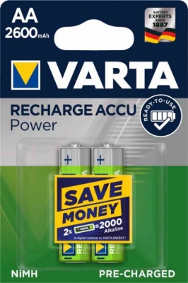 AA Varta 2-pack 2600 mAh i gruppen Batterier / AA  AAA  9V - batterier hos Batteriexperten.com (AA26NIMH_VA)