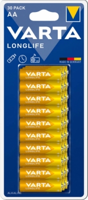 AA  Varta Longlife LR06 Alkaliskt 30-pakning i gruppen Batterier / AA  AAA  9V - batterier hos Batteriexperten.com (AA_VA_30P)